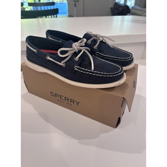 Sperry Shoes Women Blue Leather 2 Eye Boat Loafers STS81162 Sz 8.5 M Excellent - Picture 3 of 10